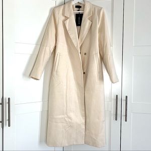 PLT Cream Double Breasted Longline Coat